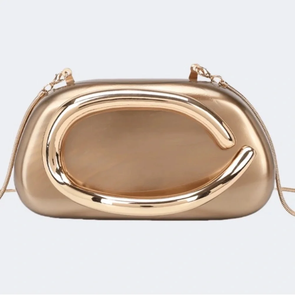Gold Bronze Metallic Crossbody Clutch Bag